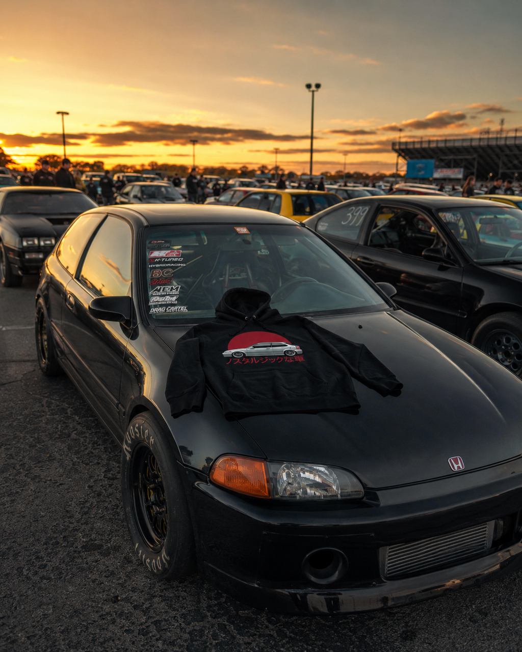 Redlined Civic Hoodie — Honda Civic JDM graphic oversized hoodie, Australia