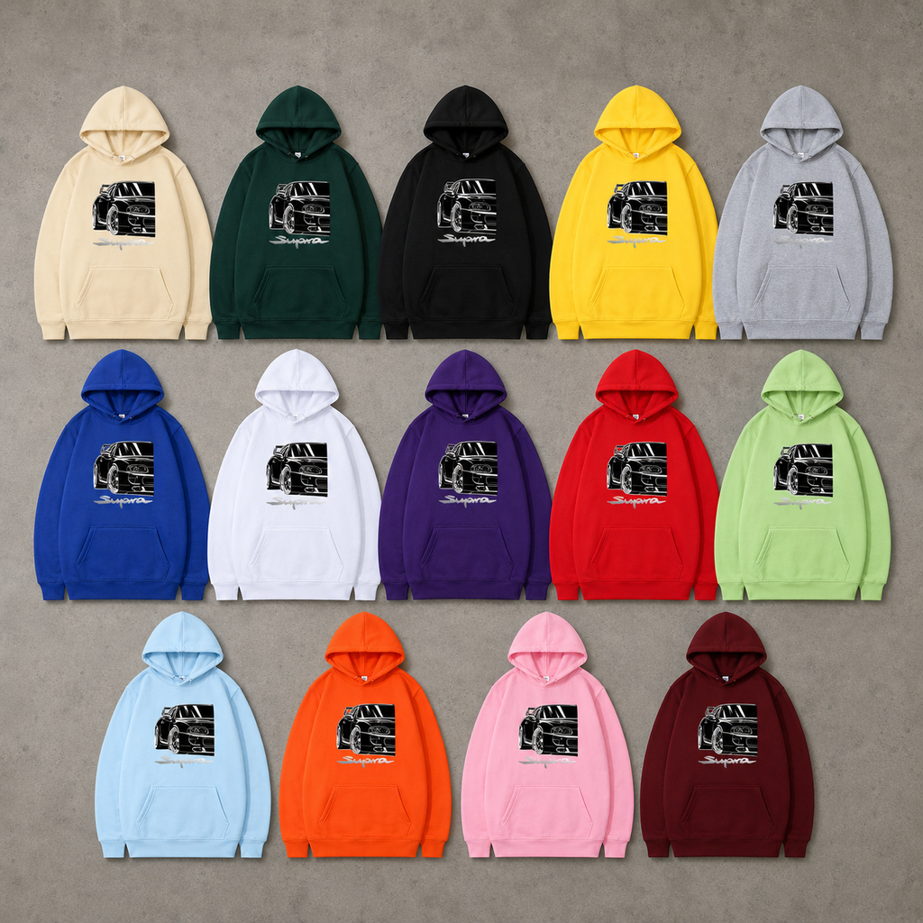 Toyota Supra JDM hoodie colourway options — Redlined Australia