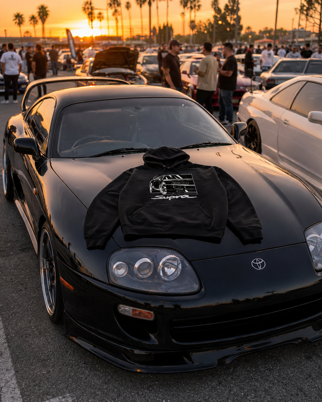 Redlined Supra Hoodie — Toyota Supra MK4 2JZ graphic oversized JDM hoodie, Australia